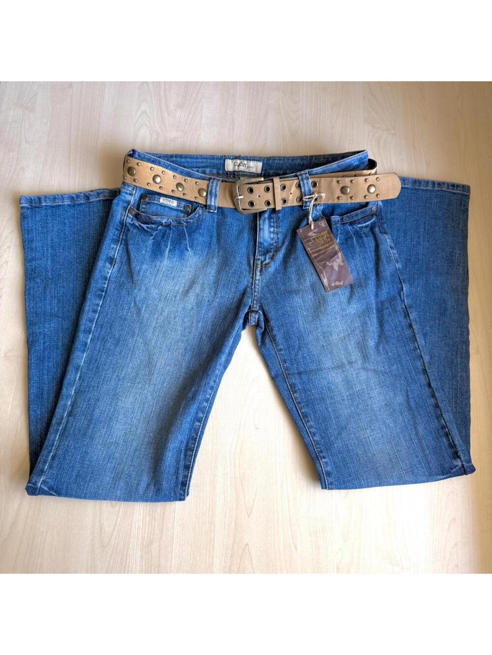 Y2K Deadstock Clash Low Rise Jeans with Studded Belt